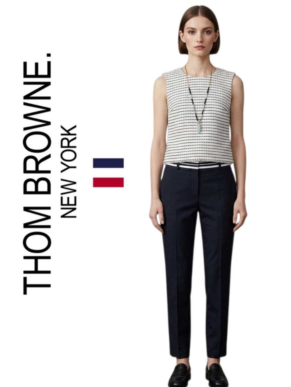 001 NWT Designer THOM BROWNE SLEEVELESS BLOUSE size medium